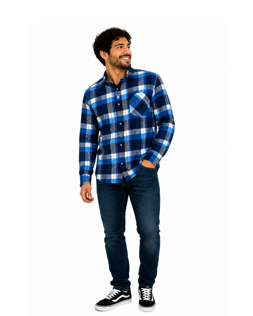 Camisa Xadrez Junina Azul Masculina