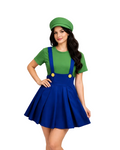 Fantasia Aventureira Encanadora Verde Feminina – Diversão e estilo para entrar no clima da aventura! 🔧🟢
