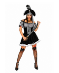 Fantasia Pirata Corsária Preto e Branco Feminina – Elegância e atitude para dominar os mares!