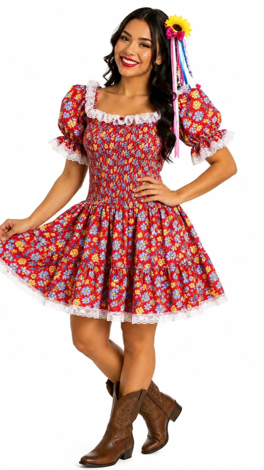 Fantasia Caipira Floral Feminina – Um arraiá cheio de cor, alegria e encanto!